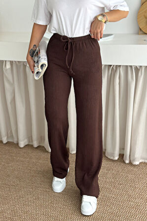 Kadın Bol Paça Sardonlu Kalın Pantolon – Kışa Özel & Konforlu Stil