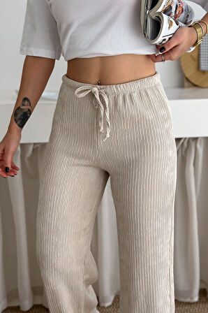 Kadın Bol Paça Sardonlu Kalın Pantolon – Kışa Özel & Konforlu Stil