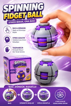Spinning Fidget Ball Basmalı Dönen Stres Topu El Egzersiz ve Rahatlama Oyuncağı