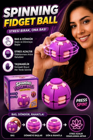 Spinning Fidget Ball Basmalı Dönen Stres Topu El Egzersiz ve Rahatlama Oyuncağı