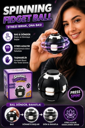 Spinning Fidget Ball Basmalı Dönen Stres Topu El Egzersiz ve Rahatlama Oyuncağı