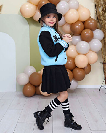 Kız Çocuk 5 Parça Kombin – Ceket, Etek, Badi, Çorap ve Şapka – 2/12 Yaş