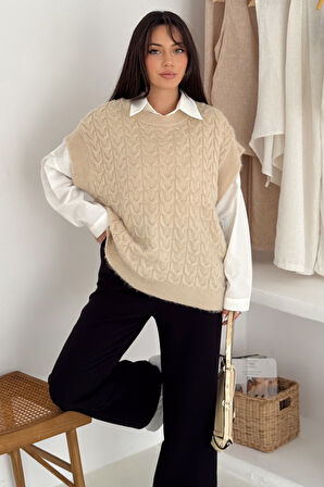 Kadın Kablo Örgü Triko Süveter – Mevsimlik & Katmanlı Stil