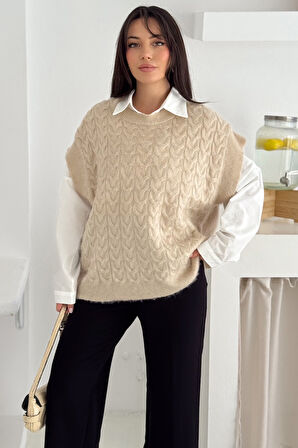 Kadın Kablo Örgü Triko Süveter – Mevsimlik & Katmanlı Stil