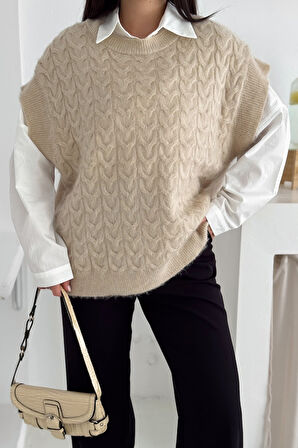 Kadın Kablo Örgü Triko Süveter – Mevsimlik & Katmanlı Stil
