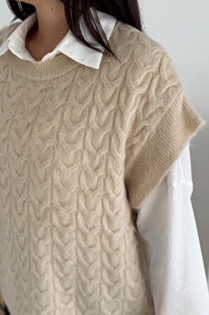 Kadın Kablo Örgü Triko Süveter – Mevsimlik & Katmanlı Stil