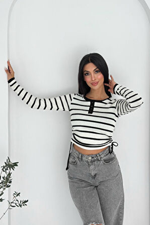 Kadın Likralı Çizgili Bluz – Esnek & Günlük Şıklık