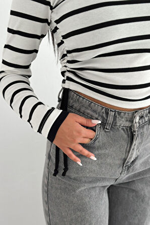 Kadın Likralı Çizgili Bluz – Esnek & Günlük Şıklık