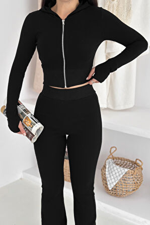 Kadın Likralı Fermuarlı Takım – Cesur & Vücuda Oturan Stil