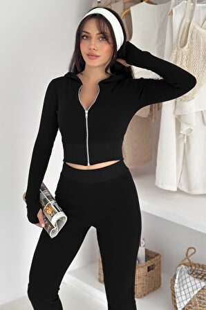 Kadın Likralı Fermuarlı Takım – Cesur & Vücuda Oturan Stil