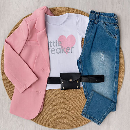 Little Breaker Kız Çocuk Pembe Ceketli 4’lü Kombin - 3/12 Yaş