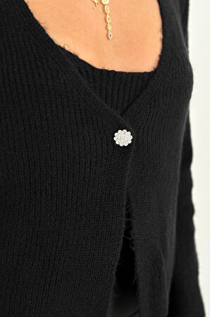 Kadın Örgü Crop Top & Hırka Takımı – Yumuşak & Minimal Stil