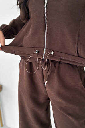 Kadın Fermuarlı Kadife Dokuma Takım – Sportif & Günlük Konfor