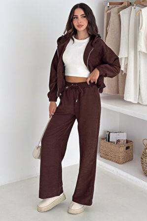 Kadın Fermuarlı Kadife Dokuma Takım – Sportif & Günlük Konfor