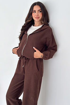 Kadın Fermuarlı Kadife Dokuma Takım – Sportif & Günlük Konfor