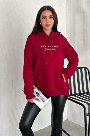 Kadın Güney Kore Şehir Baskılı Kapüşonlu Sweatshirt – Sokak & Kültürel Stil