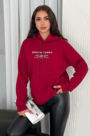Kadın Güney Kore Şehir Baskılı Kapüşonlu Sweatshirt – Sokak & Kültürel Stil