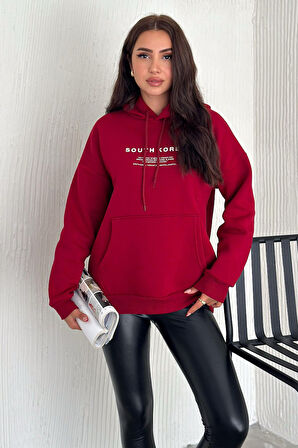 Kadın Güney Kore Şehir Baskılı Kapüşonlu Sweatshirt – Sokak & Kültürel Stil