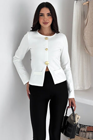 Kadın Düğme Detaylı Cepli Bluz – Karakterli & Modern Stil