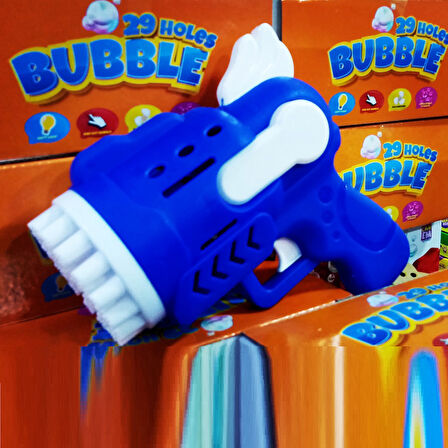 LED LİGHT 29 HOLES BUBBLES GUN 29 DELİKLİ ÇOKLU KÖPÜK ATAN TABANCA MAVİ KÖPÜK TABANCASI PİLLİ TABANCA