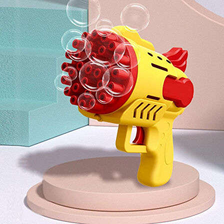 LED LİGHT 29 HOLES BUBBLES GUN 29 DELİKLİ ÇOKLU KÖPÜK ATAN TABANCA SARI KÖPÜK TABANCASI PİLLİ TABANCA