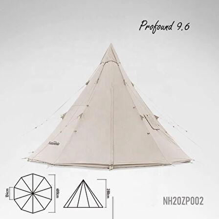 Naturehike Profound 9.6 Carpa Glamping Aile Çadırı | Cotton Pyramid Kanvas |