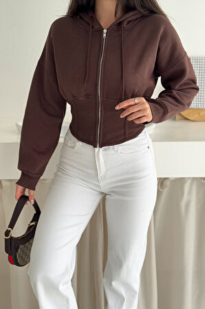 Kadın Siyah Fermuarlı Hoodie – Minimal Sokak Ruhuyla