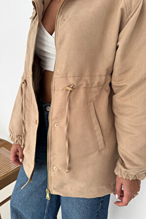 Kadın Bel Büzgülü Düğmeli Ceket – Fonksiyonel & Modern Stil