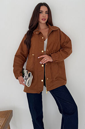 Kadın Bel Büzgülü Düğmeli Ceket – Fonksiyonel & Modern Stil