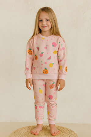 Baskılı Kız Çocuk Pijama Takımı - 3/10 Yaş - 31502