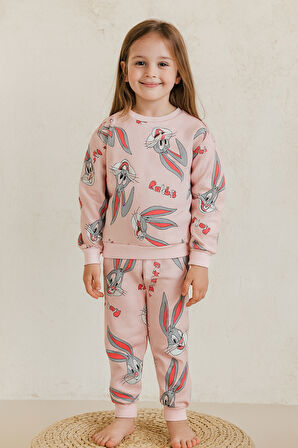 Rabbit Baskılı Kız Çocuk Pijama Takımı – 3/10 Yaş (31503)