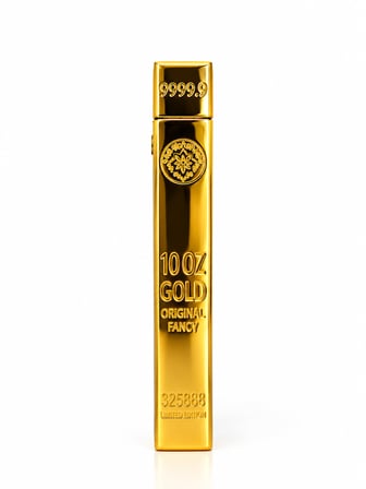 Gold Külçe Tasarımlı Benzinli Metal Çakmak Kapaklı Premium Model