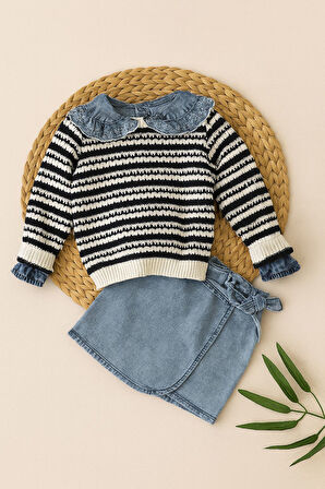 Denim Şık 3 'lü Kız Çocuk Kombin - 2/10 Yaş - 31504