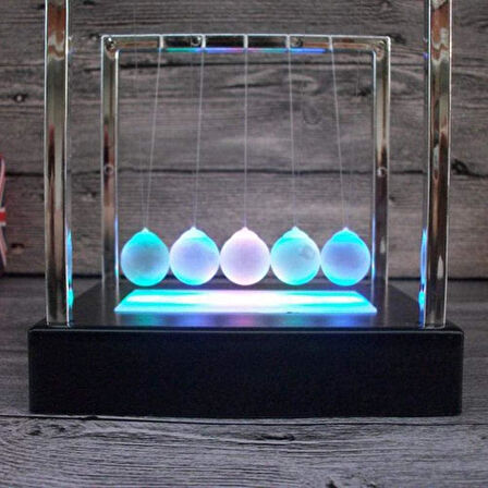 RENKLİ LED IŞIKLI BALANS TOPLARI CAM STRES TOPLARI IŞIKLI VIP İLLUMİNOUS NEWTONS CRADLE LED LİGHT BALL