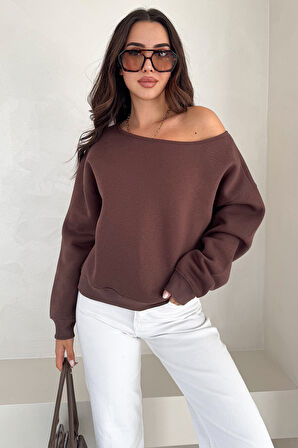 Kadın Omuz Detaylı Polar Sweatshirt – Rahat & Feminen Stil
