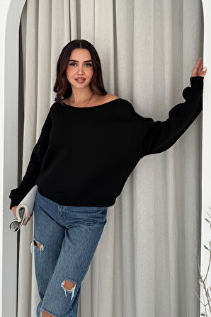 Kadın Omuz Detaylı Polar Sweatshirt – Rahat & Feminen Stil