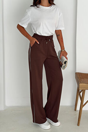 Kadın Lastikli Bel Bağcıklı Bol Paça Pantolon – Rahat & Minimal Stil