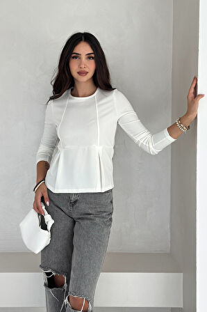 Kadın Volanlı Dikiş Detaylı Premium Bluz – Vücut Şekillendirici & Modern Kesim