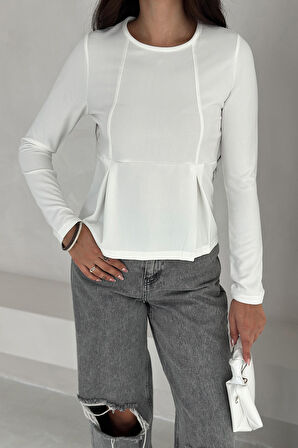 Kadın Volanlı Dikiş Detaylı Premium Bluz – Vücut Şekillendirici & Modern Kesim