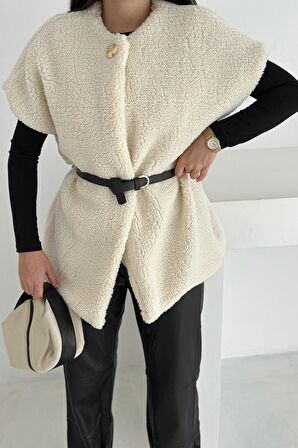 Kadın Kemerli Peluş Yelek – Sıcak & Yapılandırılmış Kış Stili