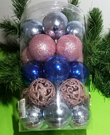 VIP DELUXE 25 ADET 6 CM YILBAŞI TOPU YILBAŞI AĞACI SÜSLERİ 5 FARKLI MODEL TOP SÜS NOEL AĞACI SÜSLERİ