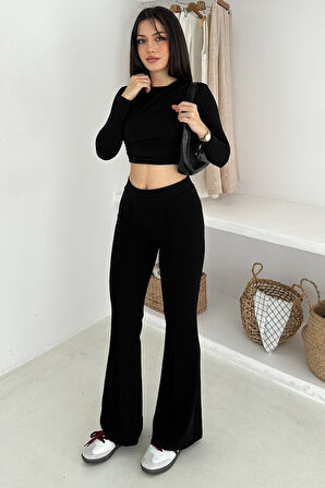 Kadın Yüksek Bel İspanyol Paça Tayt – Retro & Şehirli Stil