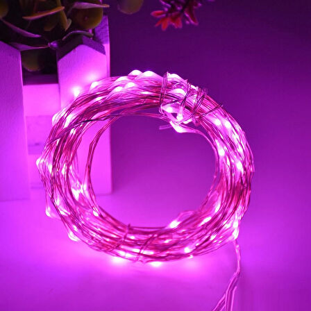 PEMBE NOEL IŞIĞI 10 METRE PEMBE PİLLİ LED IŞIK PEMBE PİLLİ IŞIK PİNK LED LİGHT YILBAŞI AĞACI IŞIĞI