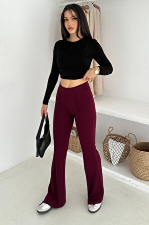 Kadın Yüksek Bel İspanyol Paça Tayt – Retro & Şehirli Stil