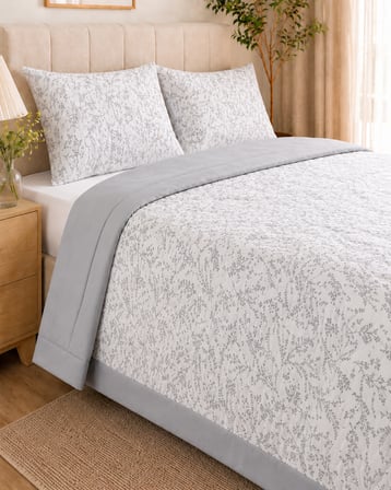 Bella Home Çift Kişilik Pamuk Pike Seti | 200x230 cm | Modern Çerçeve Desenli | Yazlık, Hafif ve Yumuşak Dokulu