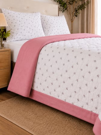 Bella Home Çift Kişilik Pamuk Pike Seti | 200x230 cm | Modern Çerçeve Desenli | Yazlık, Hafif ve Yumuşak Dokulu