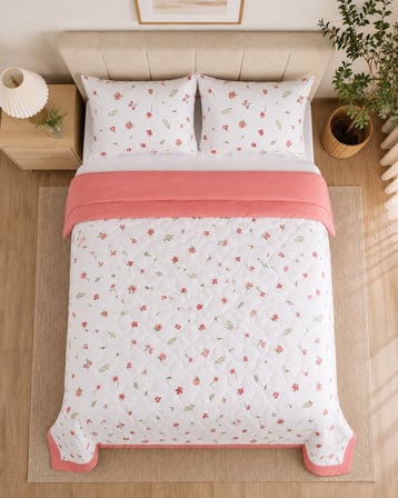 Bella Home Çift Kişilik Pamuk Pike Seti | 200x230 cm | Modern Çerçeve Desenli | Yazlık, Hafif ve Yumuşak Dokulu