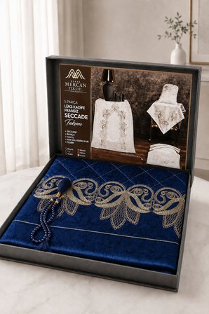 Lüks Kadife 5 Parça Seccade Takımı | Çeyizlik, Bohçalık ve Hediyelik Namazlık Seti