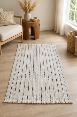 Doğal Jüt Kilim 80x150 cm | Örgü Dokulu Dekoratif Halı, Bohem Ev Dekorasyonu
