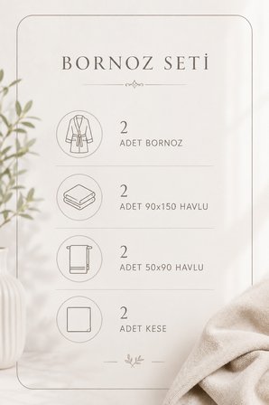 Bella Home 8 Parça Krinkıl Aile Bornoz Seti | Çeyizlik & Günlük Kullanım | Lüks Kutulu